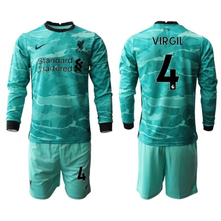 Koszulka Liverpool Virgil van Dijk 4 Dziecięcy Wyjazdowe Stroje Piłkarskie 2020/2021 Długi Rękaw